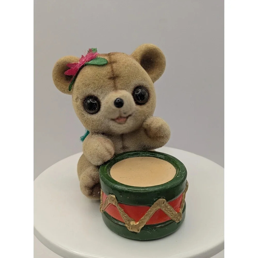 Josef Fuzzy Wazzy Bears Raccoon Christmas Ornaments Drum Doll Horse Lot Of 6‎